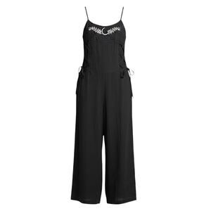 Killstar Moonlight Fang Black Wide Leg Dungarees S NWT